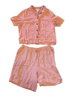Vintage Tag 2 Piece Summer Romper Set Red & White Size XL
